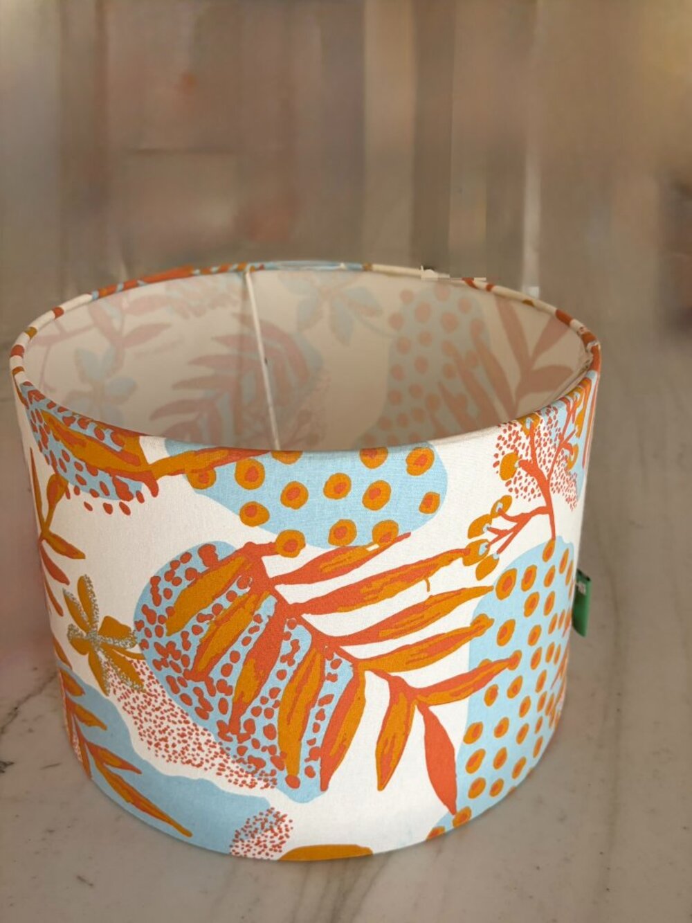 Tropical Print Lampshade (8” Tall) by Freedom Tree - Orange & Teal